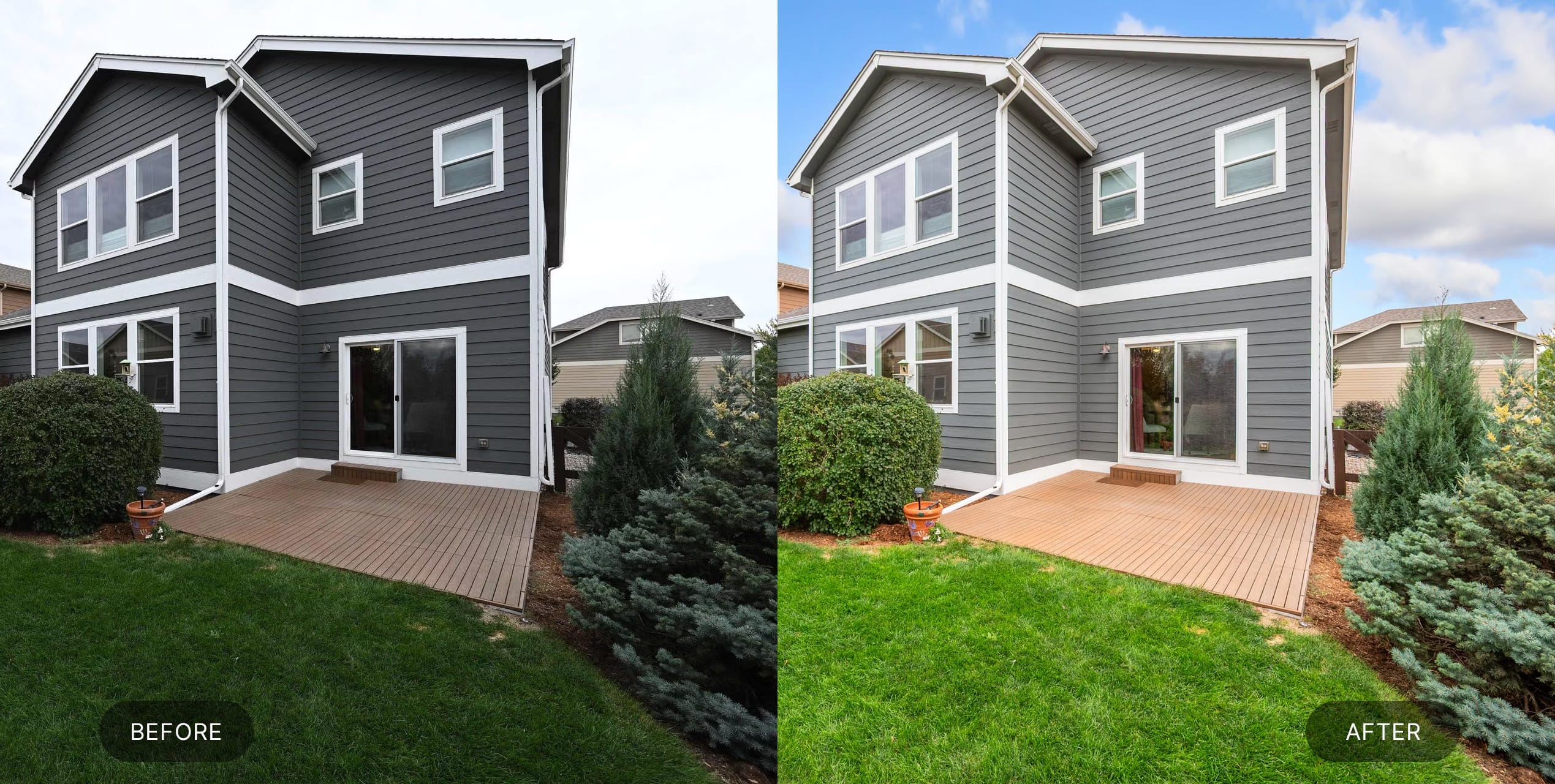 Basic Plus real estate photo editing of a brick exterior