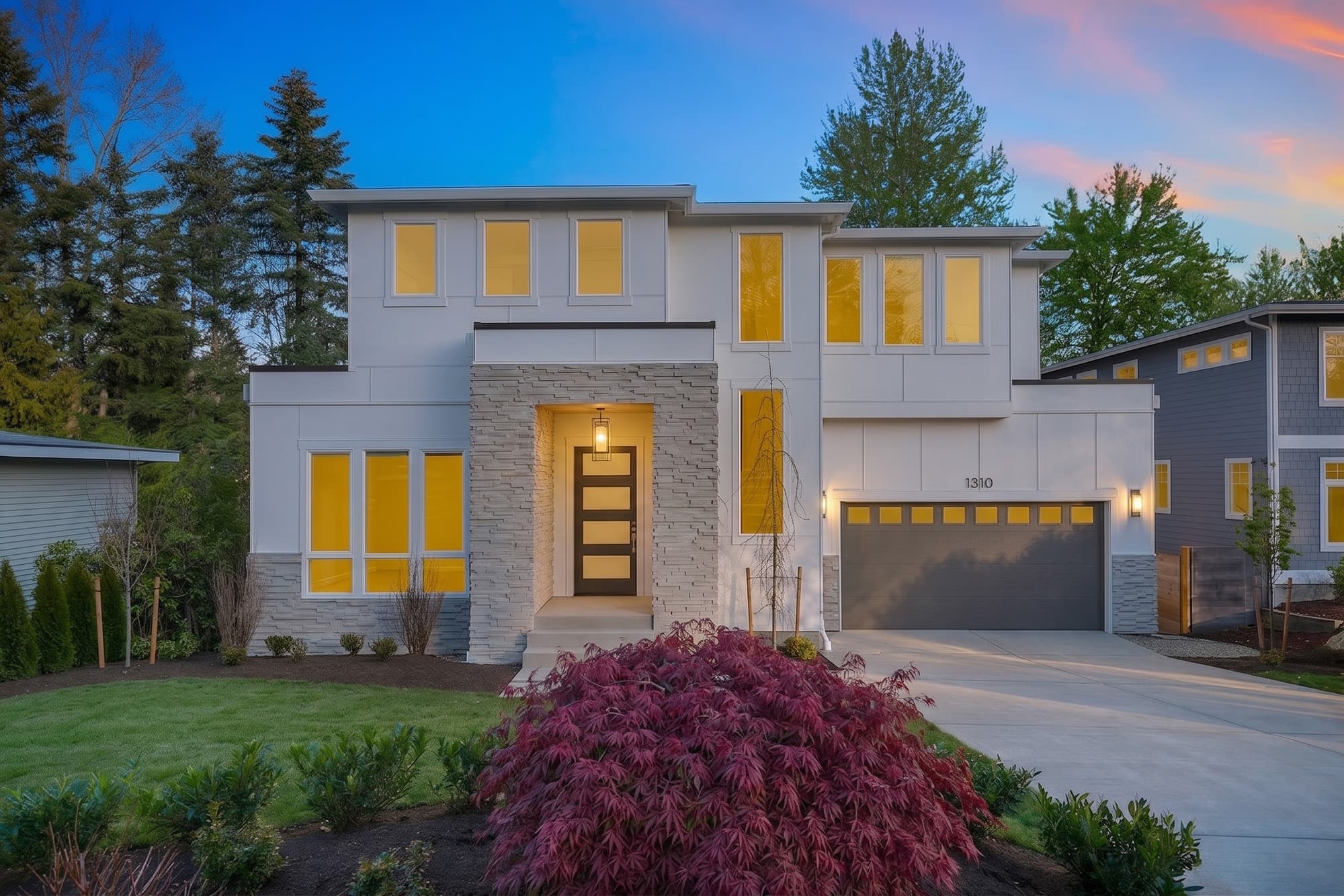 Contemporary Entry at Blue Hour after edit