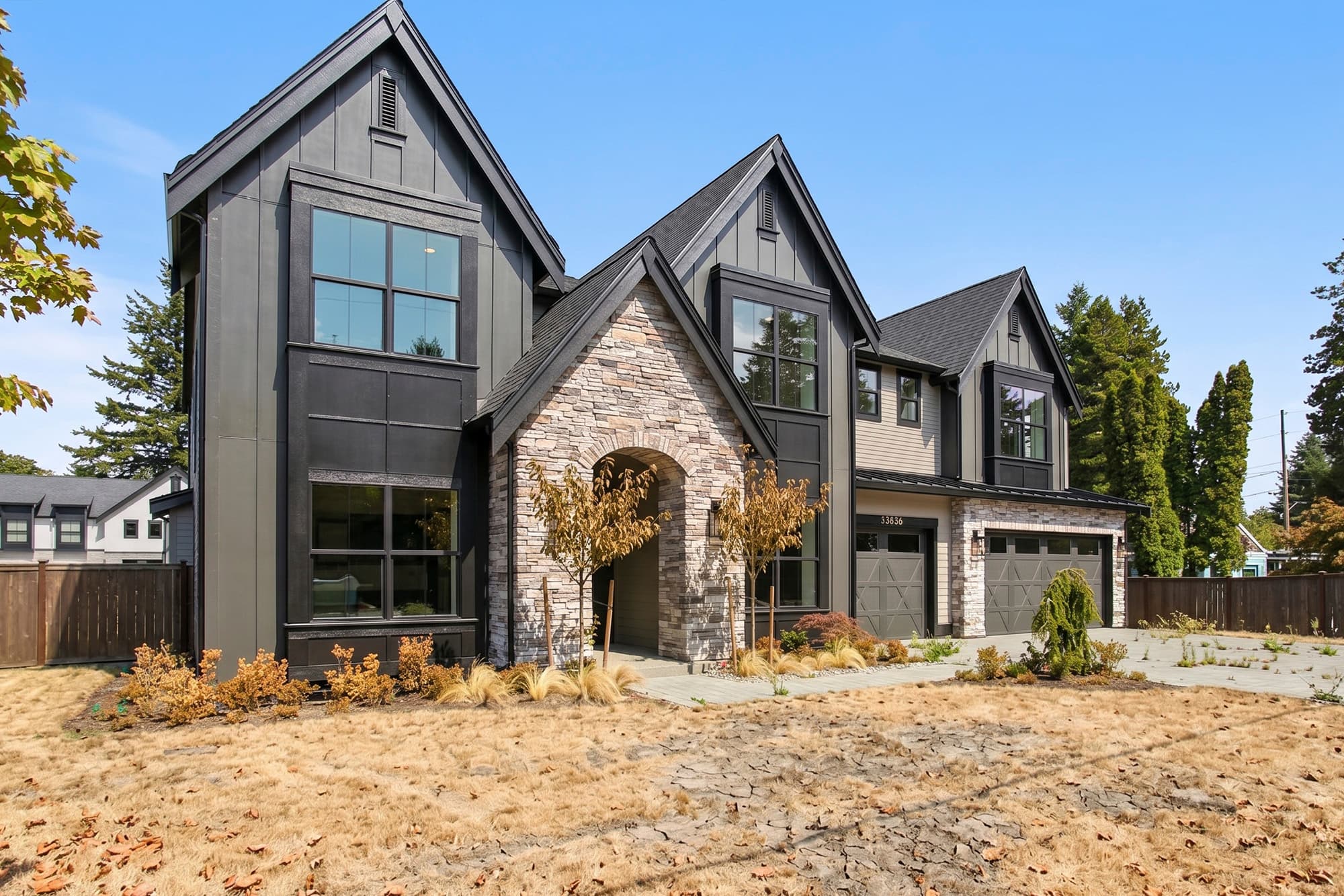 Gabled Facade Lawn Finish before edit