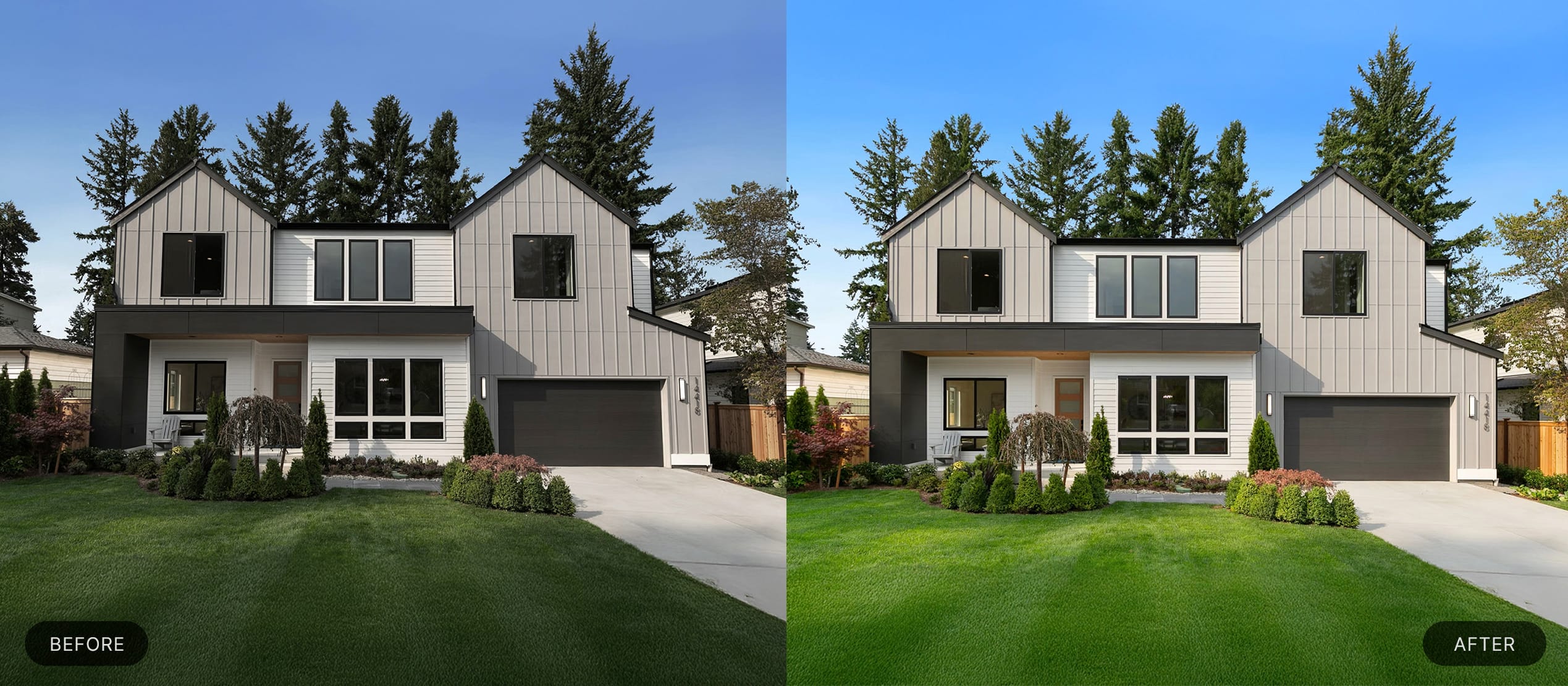 Standard sky replacement and color correction edit