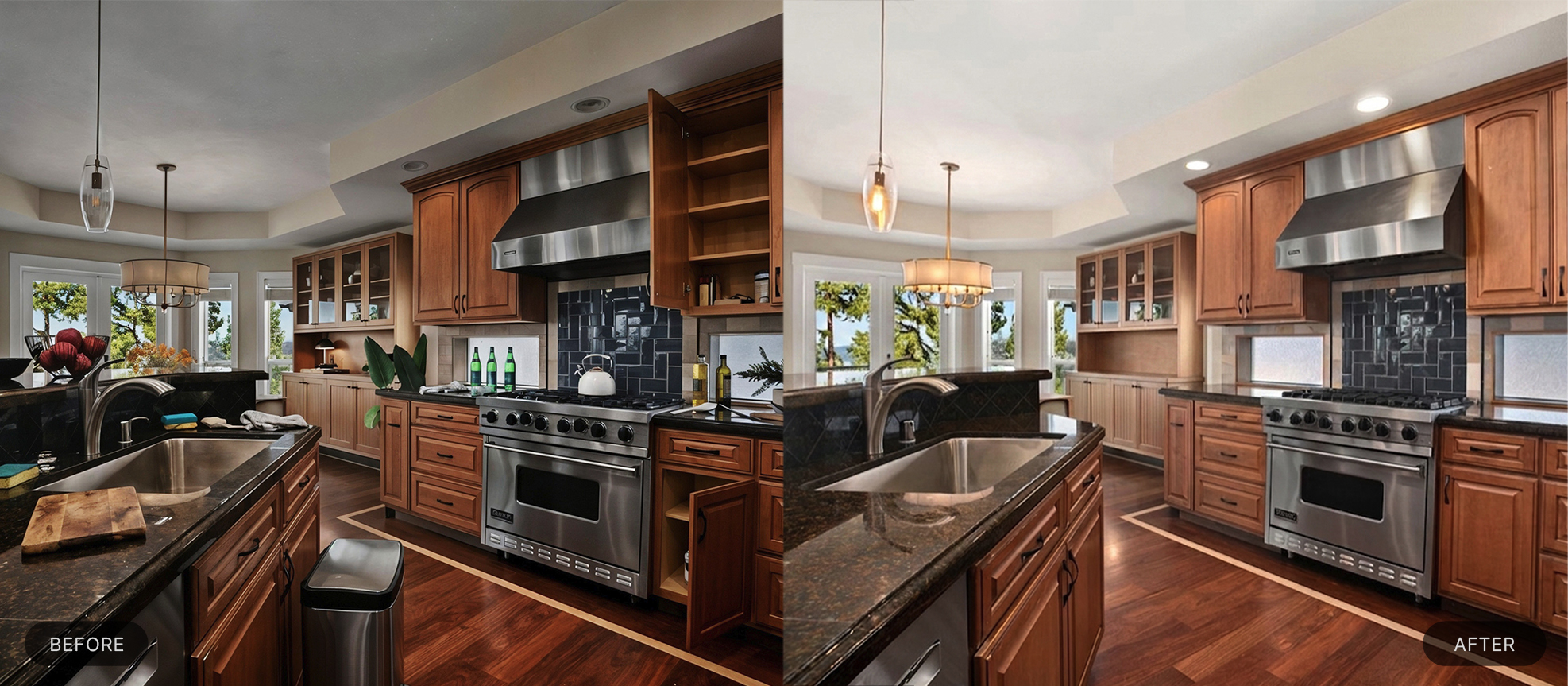 Kitchen decluttering before and after edit