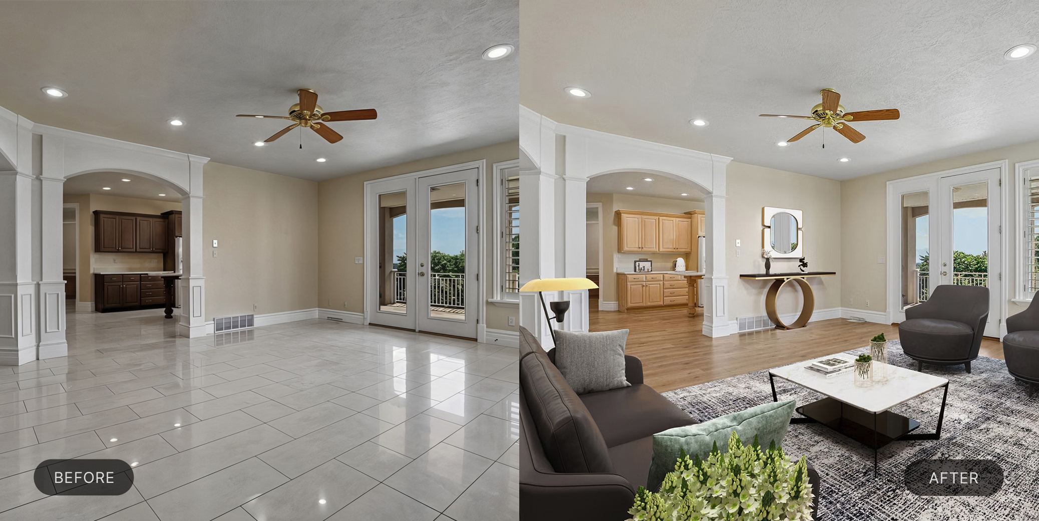 Virtual renovation before and after comparison