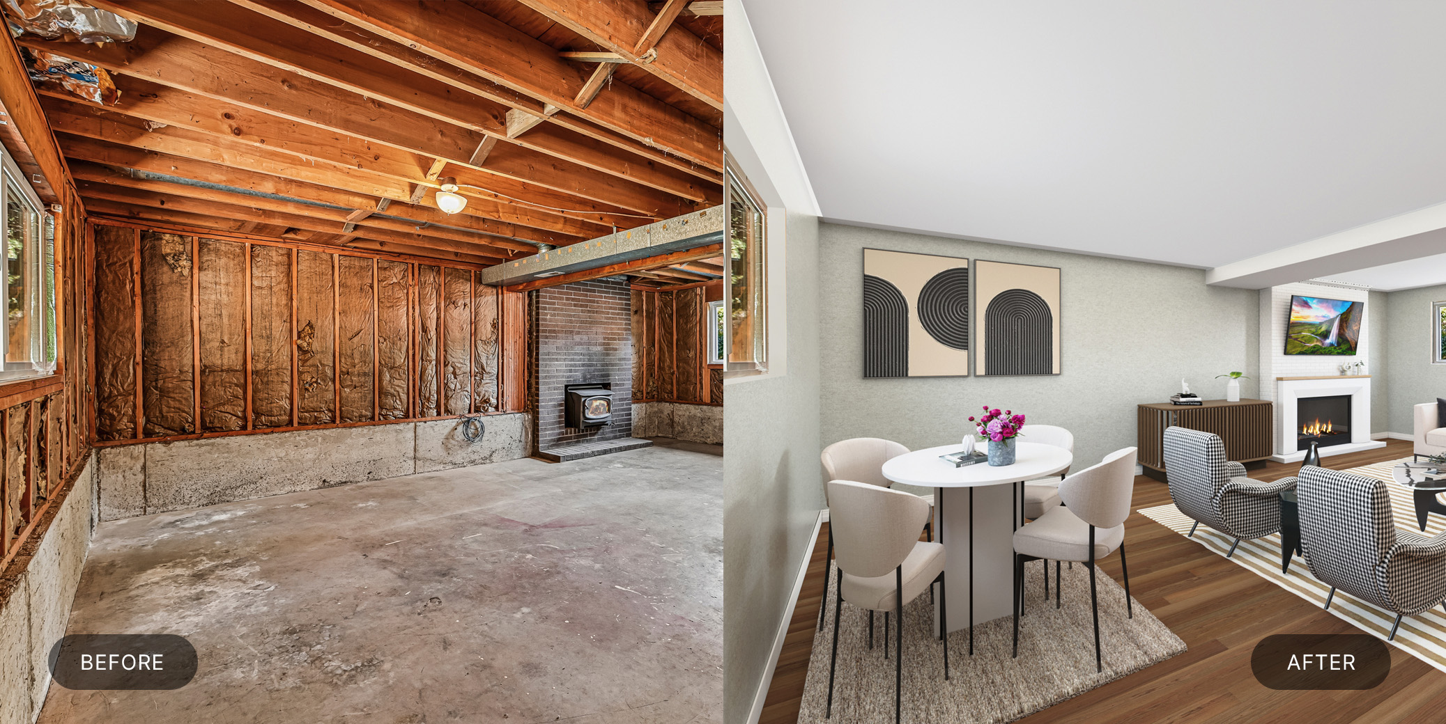 Virtual renovation before and after comparison